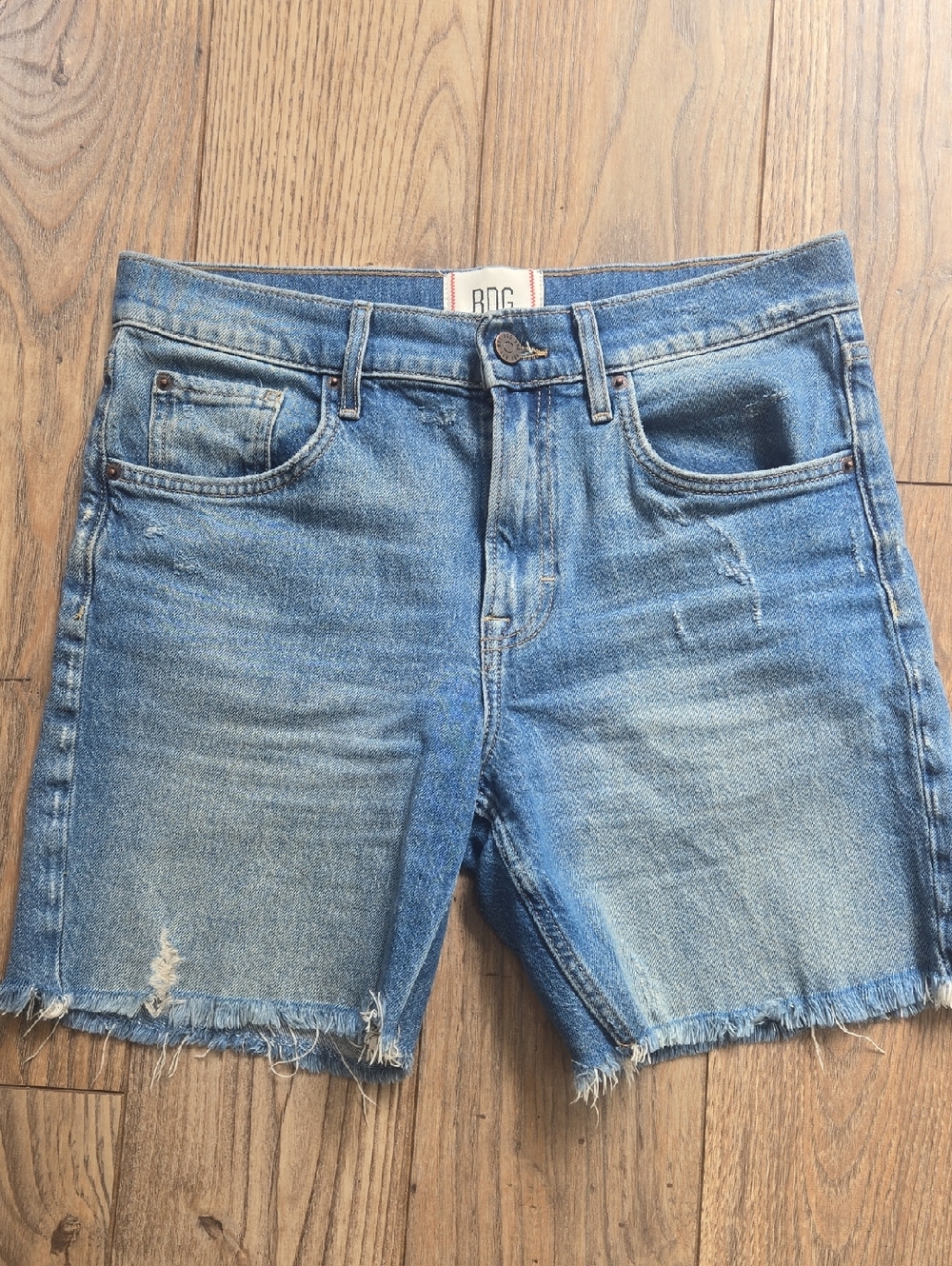 BDG Light Blue Frayed Hem Denim Shorts